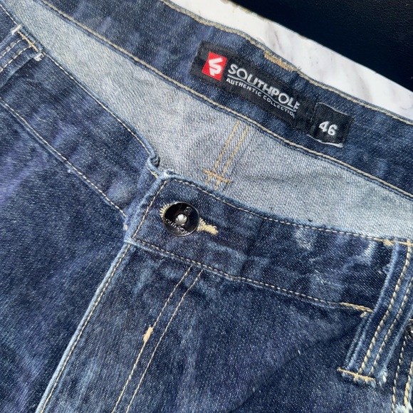 South Pole Dark Blue Distressed Denim Jean Shorts - Picture 2 of 5